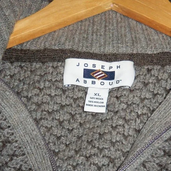Joseph Abboud Wool Blend 1/4 Zip Gray Knit Sweater - XL - Picture 4 of 6